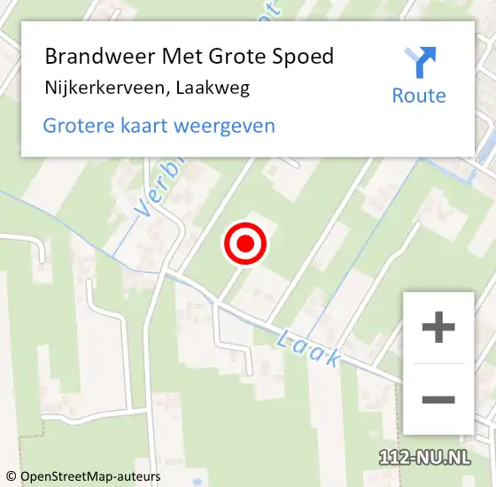 Locatie op kaart van de 112 melding: Brandweer Met Grote Spoed Naar Nijkerkerveen, Laakweg op 16 april 2024 04:19