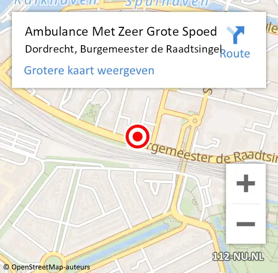 Locatie op kaart van de 112 melding: Ambulance Met Zeer Grote Spoed Naar Dordrecht, Burgemeester de Raadtsingel op 16 april 2024 04:35