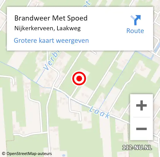 Locatie op kaart van de 112 melding: Brandweer Met Spoed Naar Nijkerkerveen, Laakweg op 16 april 2024 04:36