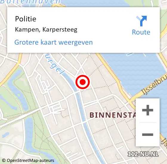 Locatie op kaart van de 112 melding: Politie Kampen, Karpersteeg op 16 april 2024 04:51
