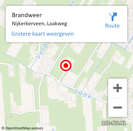 Locatie op kaart van de 112 melding: Brandweer Nijkerkerveen, Laakweg op 16 april 2024 05:44