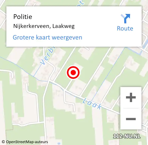 Locatie op kaart van de 112 melding: Politie Nijkerkerveen, Laakweg op 16 april 2024 05:45