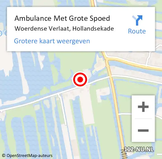 Locatie op kaart van de 112 melding: Ambulance Met Grote Spoed Naar Woerdense Verlaat, Hollandsekade op 16 april 2024 06:53