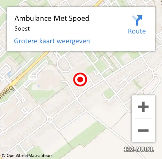Locatie op kaart van de 112 melding: Ambulance Met Spoed Naar Soest op 16 april 2024 06:57