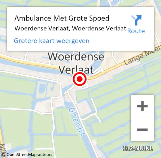 Locatie op kaart van de 112 melding: Ambulance Met Grote Spoed Naar Woerdense Verlaat, Woerdense Verlaat op 16 april 2024 06:58