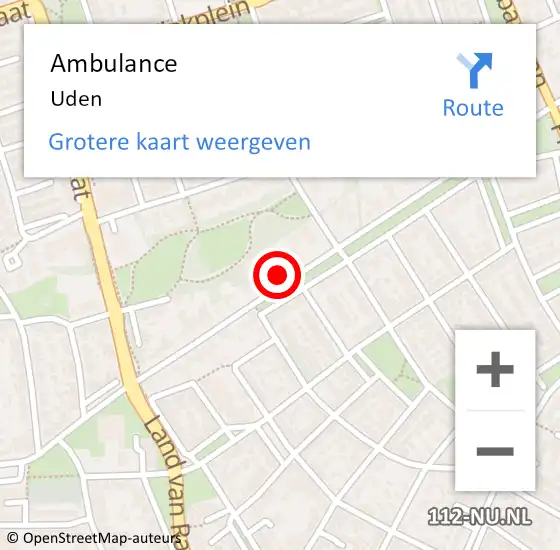 Locatie op kaart van de 112 melding: Ambulance Uden op 16 april 2024 07:08