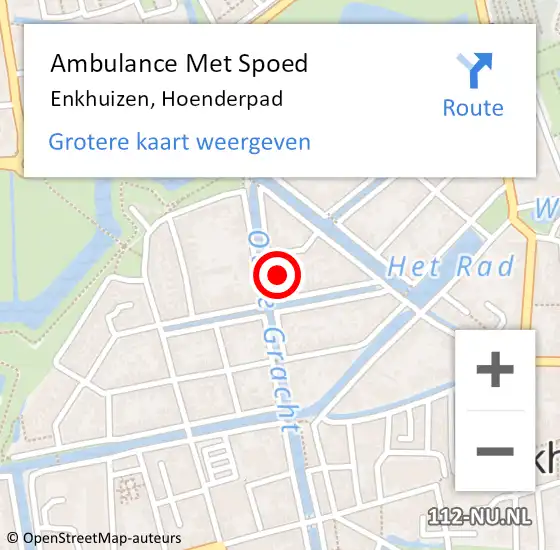 Locatie op kaart van de 112 melding: Ambulance Met Spoed Naar Enkhuizen, Hoenderpad op 16 april 2024 07:24