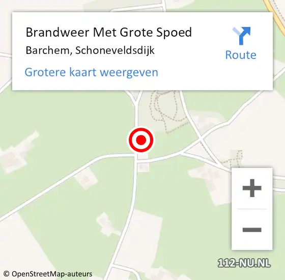 Locatie op kaart van de 112 melding: Brandweer Met Grote Spoed Naar Barchem, Schoneveldsdijk op 16 april 2024 07:33