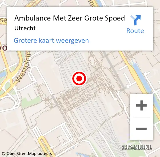 Locatie op kaart van de 112 melding: Ambulance Met Zeer Grote Spoed Naar Utrecht op 16 april 2024 07:39