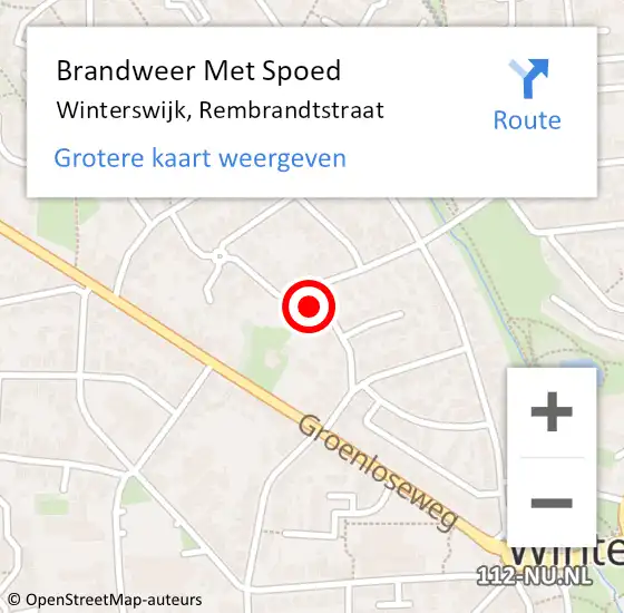 Locatie op kaart van de 112 melding: Brandweer Met Spoed Naar Winterswijk, Rembrandtstraat op 16 april 2024 07:57