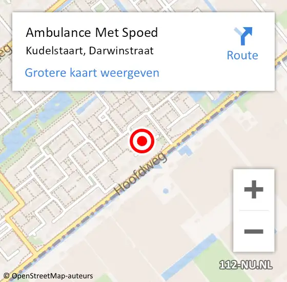 Locatie op kaart van de 112 melding: Ambulance Met Spoed Naar Kudelstaart, Darwinstraat op 16 april 2024 08:15
