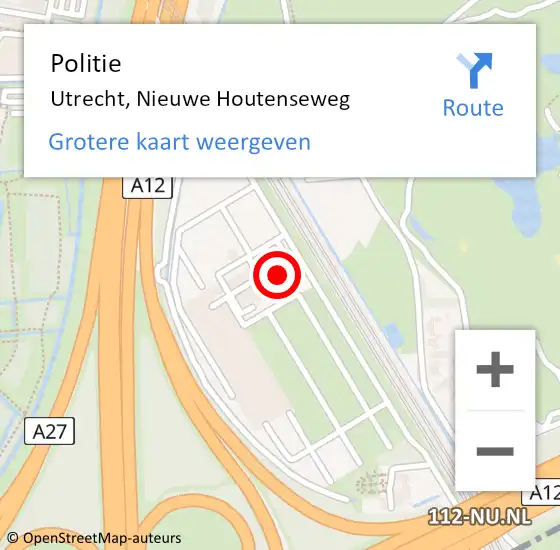 Locatie op kaart van de 112 melding: Politie Utrecht, Nieuwe Houtenseweg op 16 april 2024 08:25