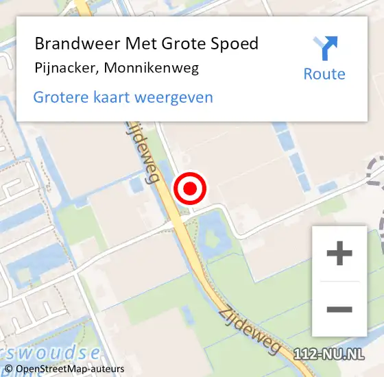 Locatie op kaart van de 112 melding: Brandweer Met Grote Spoed Naar Pijnacker, Monnikenweg op 16 april 2024 08:25