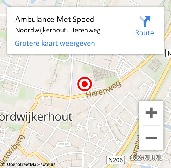Locatie op kaart van de 112 melding: Ambulance Met Spoed Naar Noordwijkerhout, Herenweg op 16 april 2024 08:25
