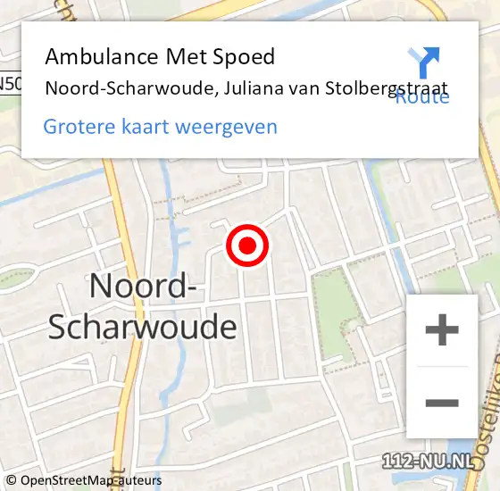 Locatie op kaart van de 112 melding: Ambulance Met Spoed Naar Noord-Scharwoude, Juliana van Stolbergstraat op 16 april 2024 08:26