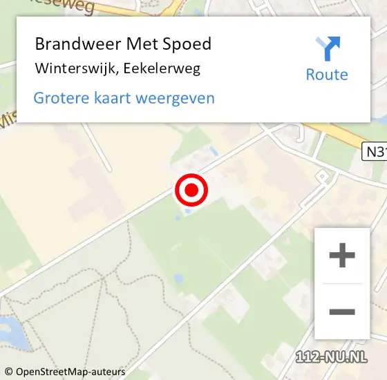 Locatie op kaart van de 112 melding: Brandweer Met Spoed Naar Winterswijk, Eekelerweg op 16 april 2024 08:33