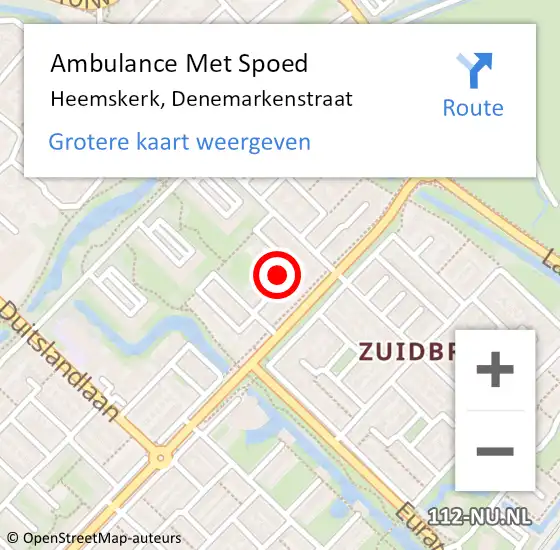 Locatie op kaart van de 112 melding: Ambulance Met Spoed Naar Heemskerk, Denemarkenstraat op 16 april 2024 08:38