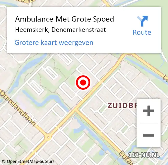 Locatie op kaart van de 112 melding: Ambulance Met Grote Spoed Naar Heemskerk, Denemarkenstraat op 16 april 2024 08:43