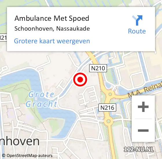 Locatie op kaart van de 112 melding: Ambulance Met Spoed Naar Schoonhoven, Nassaukade op 16 april 2024 08:45