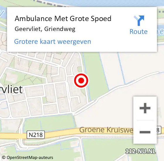Locatie op kaart van de 112 melding: Ambulance Met Grote Spoed Naar Geervliet, Griendweg op 16 april 2024 09:11