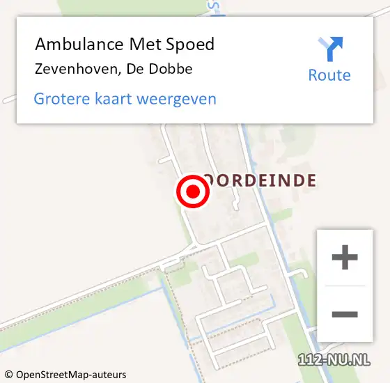 Locatie op kaart van de 112 melding: Ambulance Met Spoed Naar Zevenhoven, De Dobbe op 16 april 2024 09:17