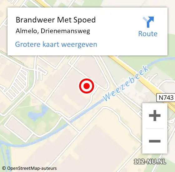 Locatie op kaart van de 112 melding: Brandweer Met Spoed Naar Almelo, Drienemansweg op 16 april 2024 09:31