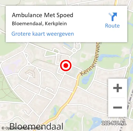 Locatie op kaart van de 112 melding: Ambulance Met Spoed Naar Bloemendaal, Kerkplein op 16 april 2024 09:35