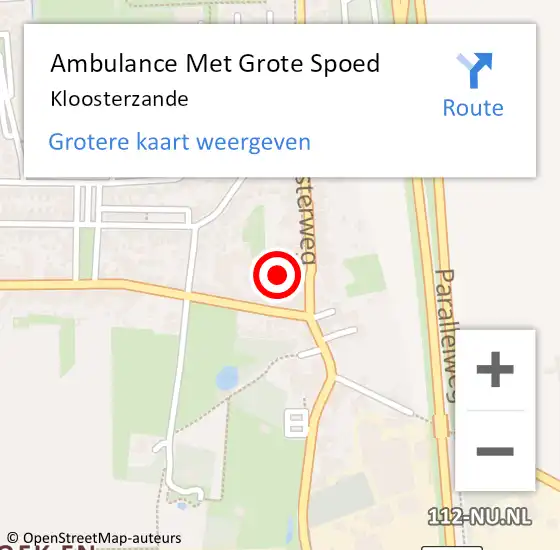 Locatie op kaart van de 112 melding: Ambulance Met Grote Spoed Naar Kloosterzande op 16 april 2024 09:47