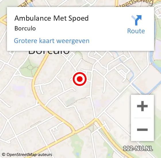 Locatie op kaart van de 112 melding: Ambulance Met Spoed Naar Borculo op 16 april 2024 09:49
