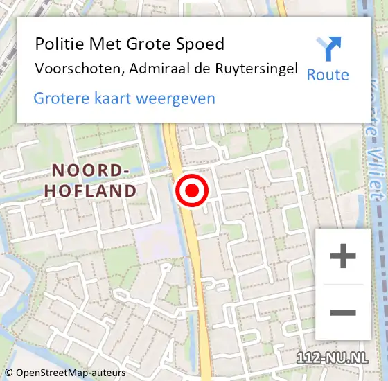 Locatie op kaart van de 112 melding: Politie Met Grote Spoed Naar Voorschoten, Admiraal de Ruytersingel op 16 april 2024 09:50