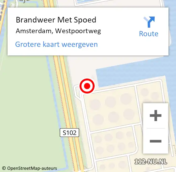 Locatie op kaart van de 112 melding: Brandweer Met Spoed Naar Amsterdam, Westpoortweg op 16 april 2024 10:02