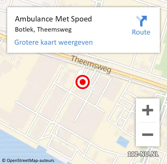 Locatie op kaart van de 112 melding: Ambulance Met Spoed Naar Botlek, Theemsweg op 16 april 2024 10:03