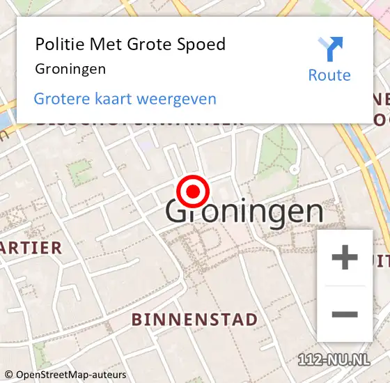 Locatie op kaart van de 112 melding: Politie Met Grote Spoed Naar Groningen op 16 april 2024 10:15