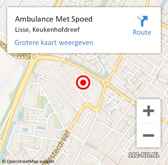 Locatie op kaart van de 112 melding: Ambulance Met Spoed Naar Lisse, Keukenhofdreef op 16 april 2024 10:27