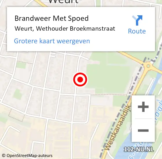 Locatie op kaart van de 112 melding: Brandweer Met Spoed Naar Weurt, Wethouder Broekmanstraat op 16 april 2024 10:32