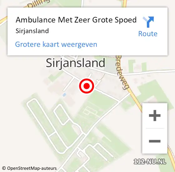 Locatie op kaart van de 112 melding: Ambulance Met Zeer Grote Spoed Naar Sirjansland op 16 april 2024 10:32