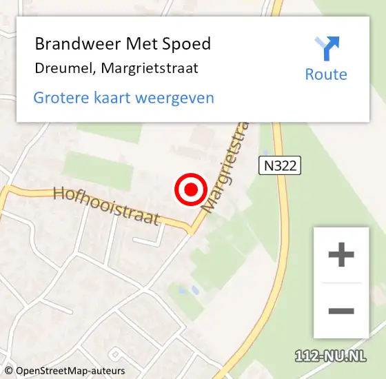 Locatie op kaart van de 112 melding: Brandweer Met Spoed Naar Dreumel, Margrietstraat op 16 april 2024 10:45