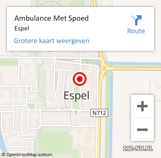 Locatie op kaart van de 112 melding: Ambulance Met Spoed Naar Espel op 16 april 2024 10:45