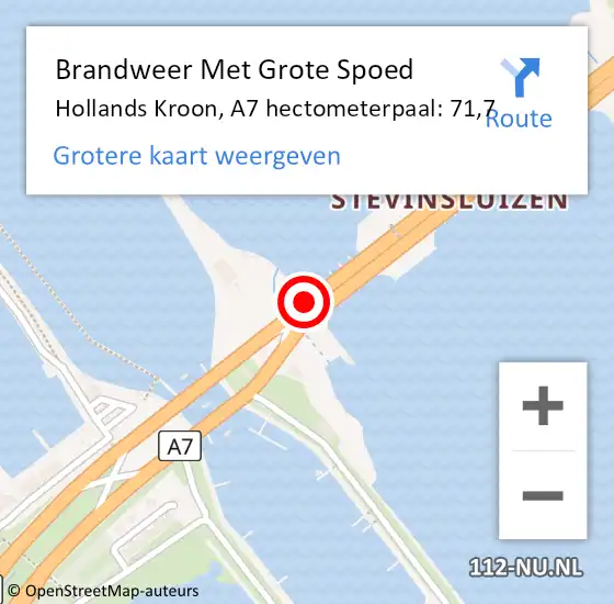 Locatie op kaart van de 112 melding: Brandweer Met Grote Spoed Naar Hollands Kroon, A7 hectometerpaal: 71,7 op 16 april 2024 11:02