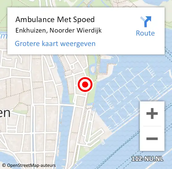 Locatie op kaart van de 112 melding: Ambulance Met Spoed Naar Enkhuizen, Noorder Wierdijk op 16 april 2024 11:07