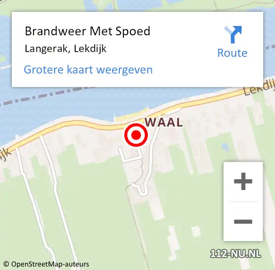 Locatie op kaart van de 112 melding: Brandweer Met Spoed Naar Langerak, Lekdijk op 16 april 2024 11:47