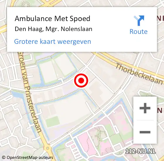 Locatie op kaart van de 112 melding: Ambulance Met Spoed Naar Den Haag, Mgr. Nolenslaan op 16 april 2024 12:36