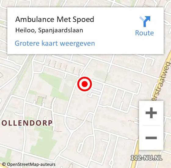 Locatie op kaart van de 112 melding: Ambulance Met Spoed Naar Heiloo, Spanjaardslaan op 16 april 2024 12:45
