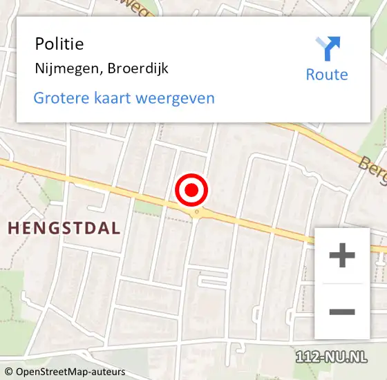 Locatie op kaart van de 112 melding: Politie Nijmegen, Broerdijk op 16 april 2024 12:47