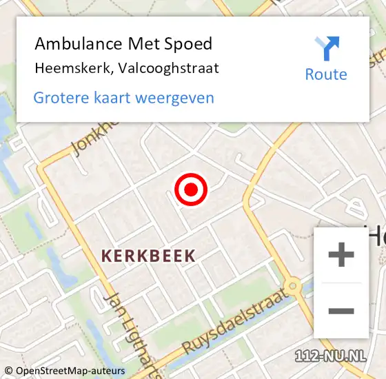 Locatie op kaart van de 112 melding: Ambulance Met Spoed Naar Heemskerk, Valcooghstraat op 16 april 2024 13:05