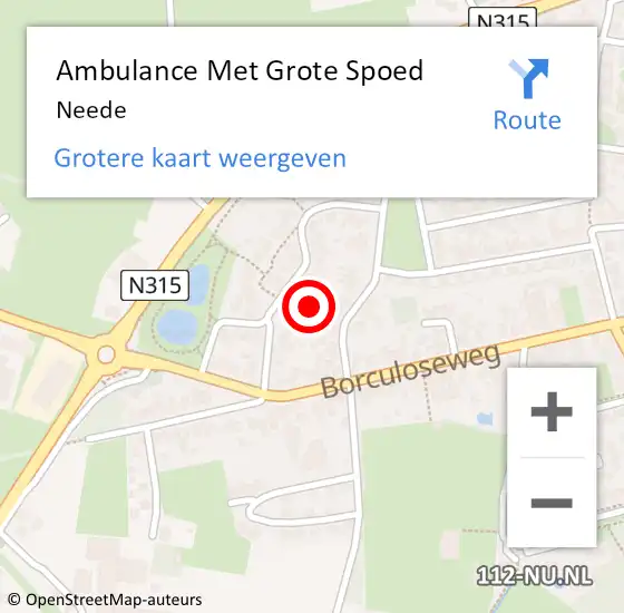 Locatie op kaart van de 112 melding: Ambulance Met Grote Spoed Naar Neede op 16 april 2024 13:15