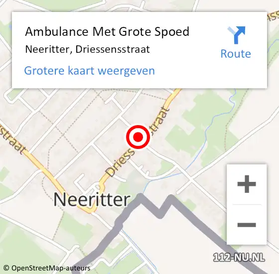 Locatie op kaart van de 112 melding: Ambulance Met Grote Spoed Naar Neeritter, Driessensstraat op 16 april 2024 13:35