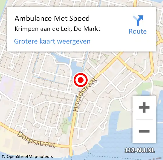 Locatie op kaart van de 112 melding: Ambulance Met Spoed Naar Krimpen aan de Lek, De Markt op 16 april 2024 13:35
