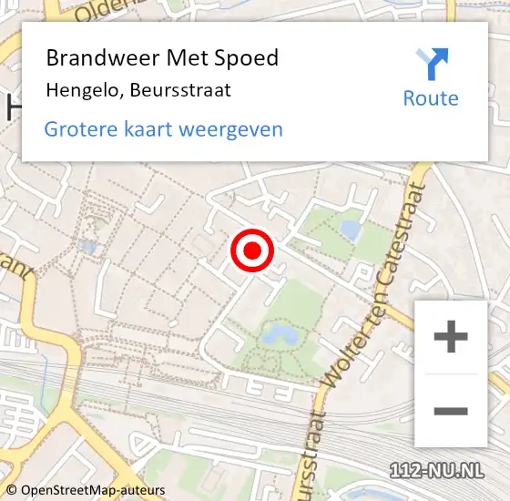 Locatie op kaart van de 112 melding: Brandweer Met Spoed Naar Hengelo, Beursstraat op 16 april 2024 13:45