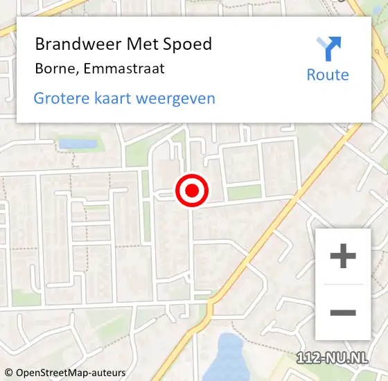 Locatie op kaart van de 112 melding: Brandweer Met Spoed Naar Borne, Emmastraat op 16 april 2024 13:46